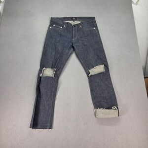 APC New Cure H Jeans Mens Blue Selvedge Button Thrashed Extra Slim Fits 30x26
